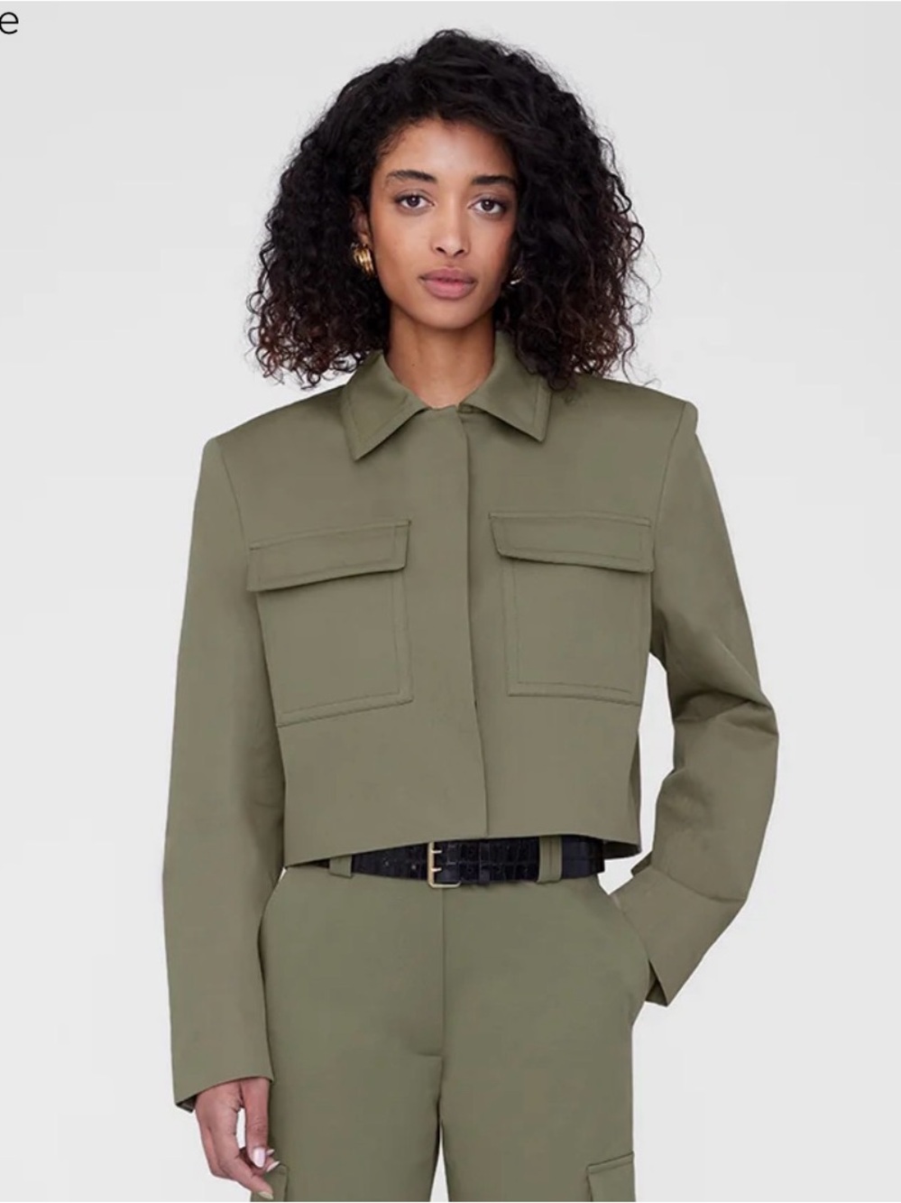 Anine Bing Cropped Utility Jacket in Olive
